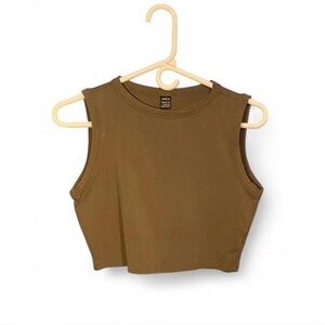 SHEIN Khaki Sleeveless Crop Top